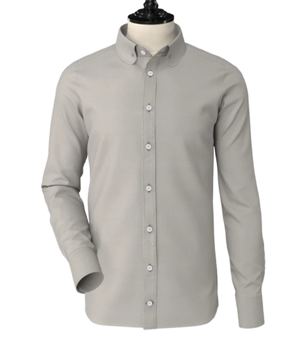 Light Grey Pin Hole Collar Shirt