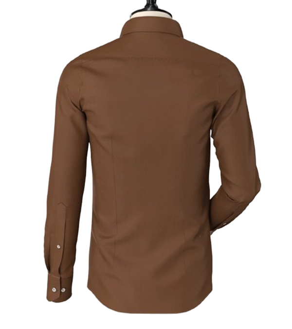 Light Brown  Classic Spread Collar Shirt