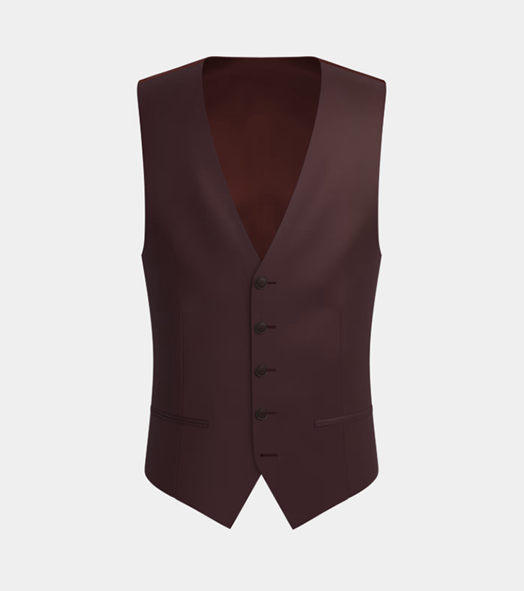Marron Notch Lapel Three Piece Suit