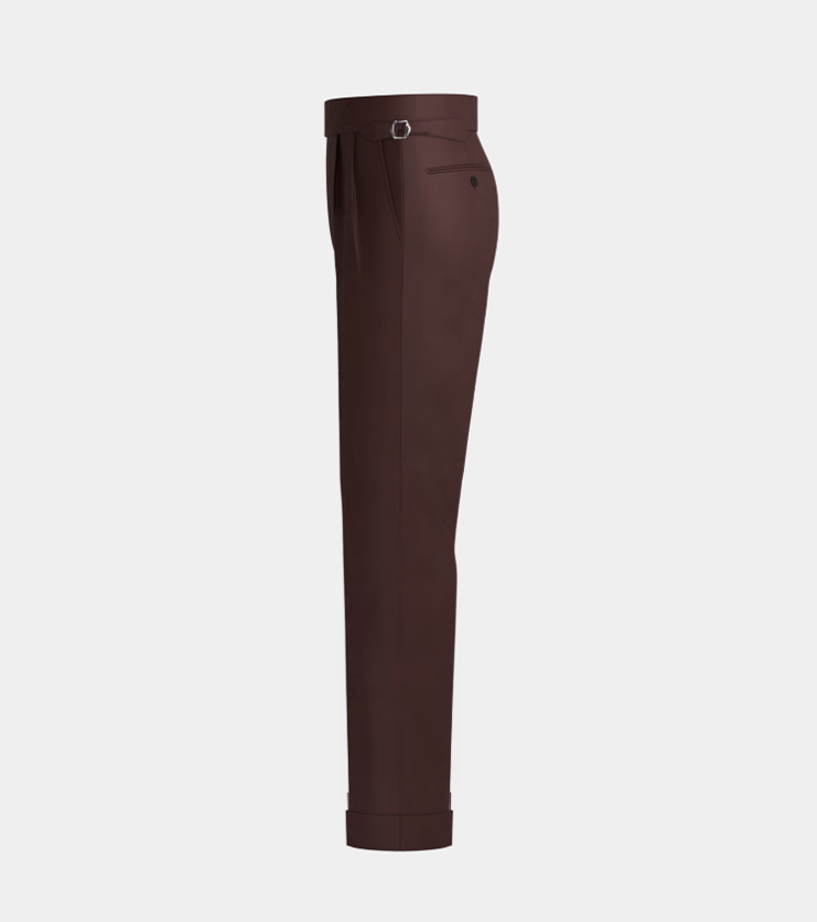 Maroon Double Pleated Side Adjuster With Turn Up