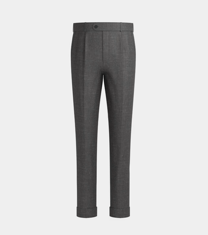 Mid GreyDouble Pleated With Turn Up Pant
