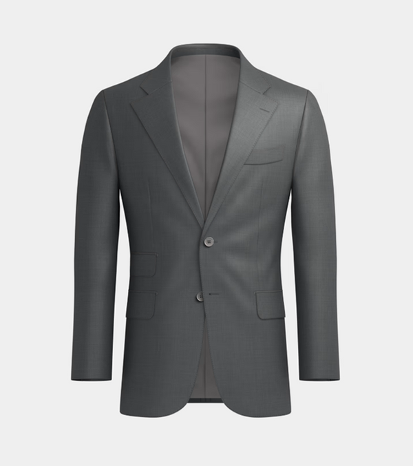 Mid Grey  Notch  Lapel Two Piece Suit