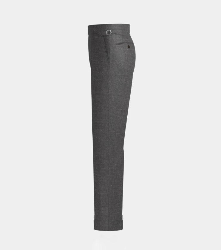 Mid Grey  High Waisted Side Adjuster With Turn Up Pant