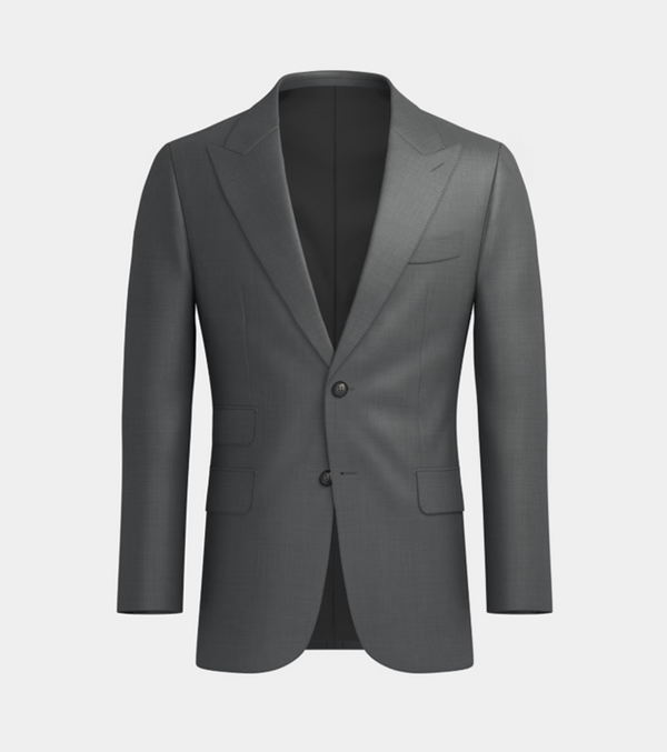 Mid Grey Peak  Lapel Two Piece Suit