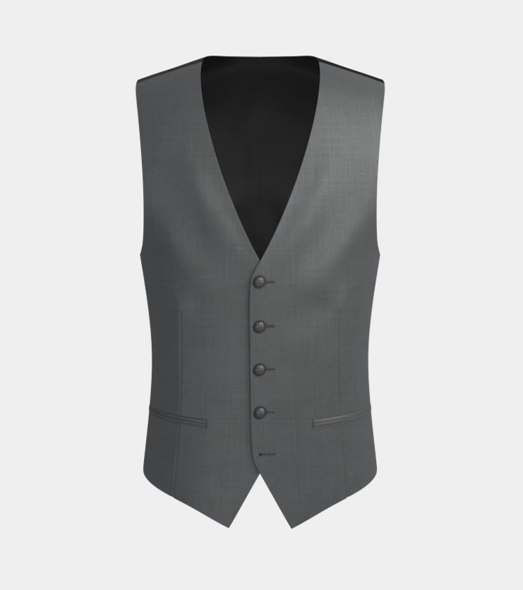 Mid Grey Peak  Lapel Three Piece Suit