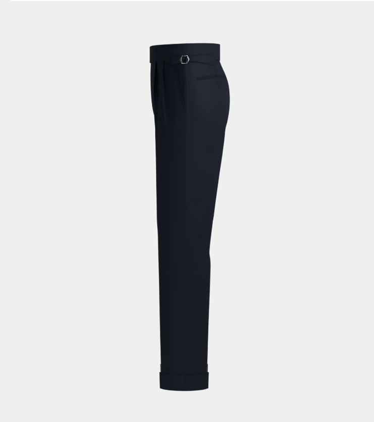 Midnight Blue Double Pleated  Side Adjuster With Turn Up