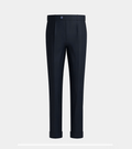 Mid Night Blue Single Pleated With Turn Up Pant