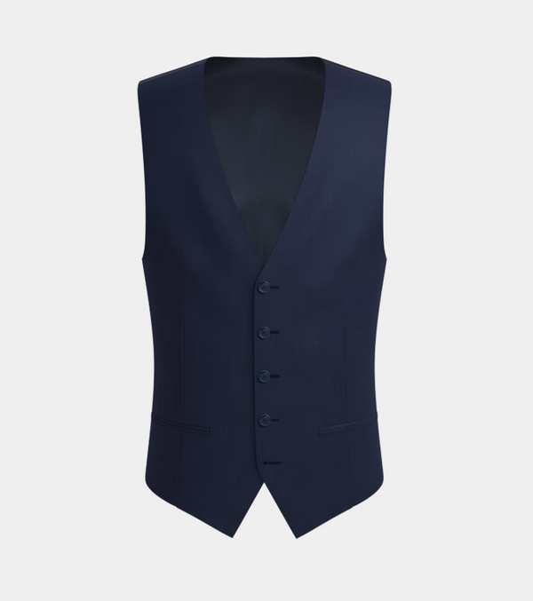 Navy Blue Notch Lapel Three Piece Suit