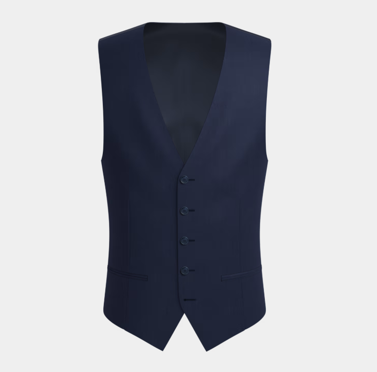Navy Blue Peak Lapel Three Piece Suit