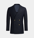 Navy Blue Irish Linen Double Breasted Casual Blazer