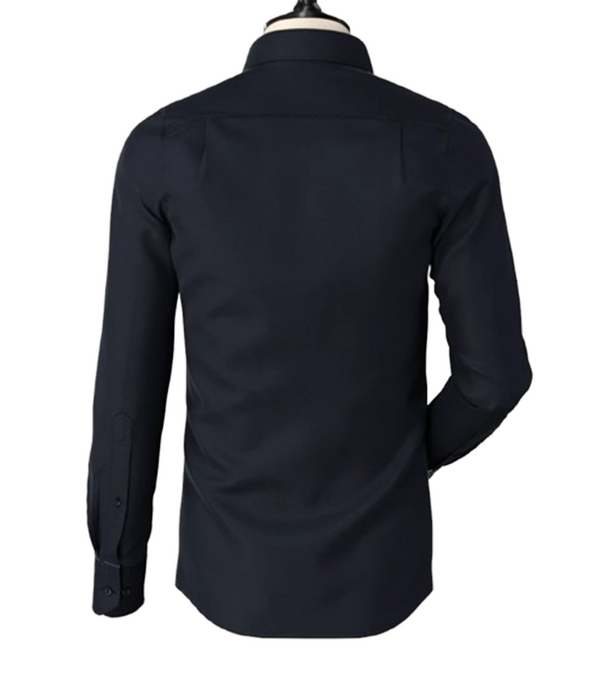 Navy Blue Pin Hole Collar Shirt