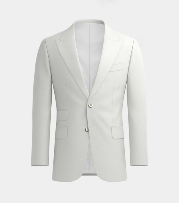 Off White Peak Lapel Two Piece Suit