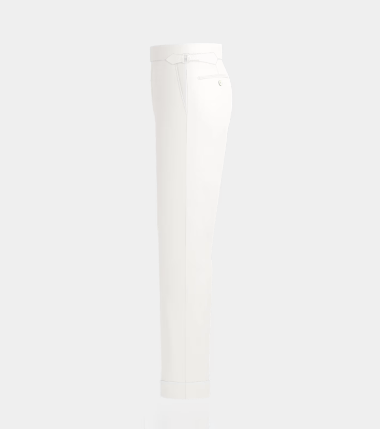 Off White  High Waisted Side Adjuster With Turn Up Pant