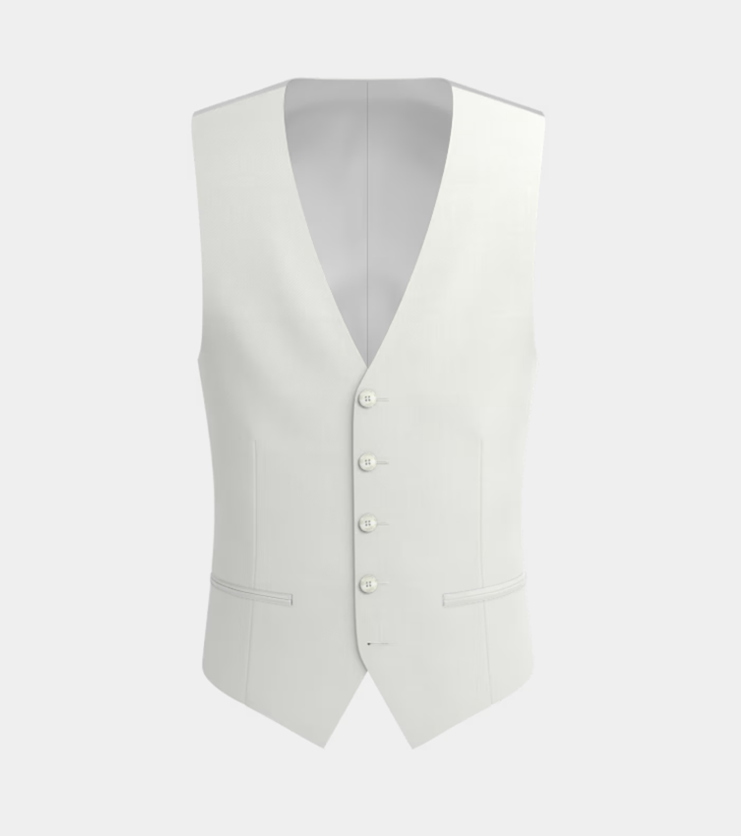 Off White Notch Lapel Three Piece Suit
