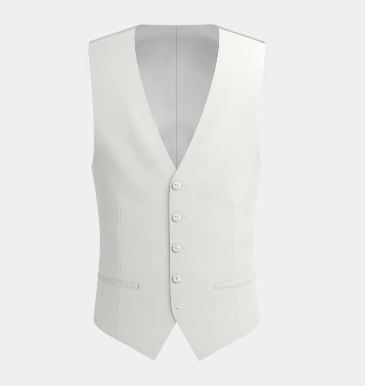 Off White Peak Lapel Three Piece Suit