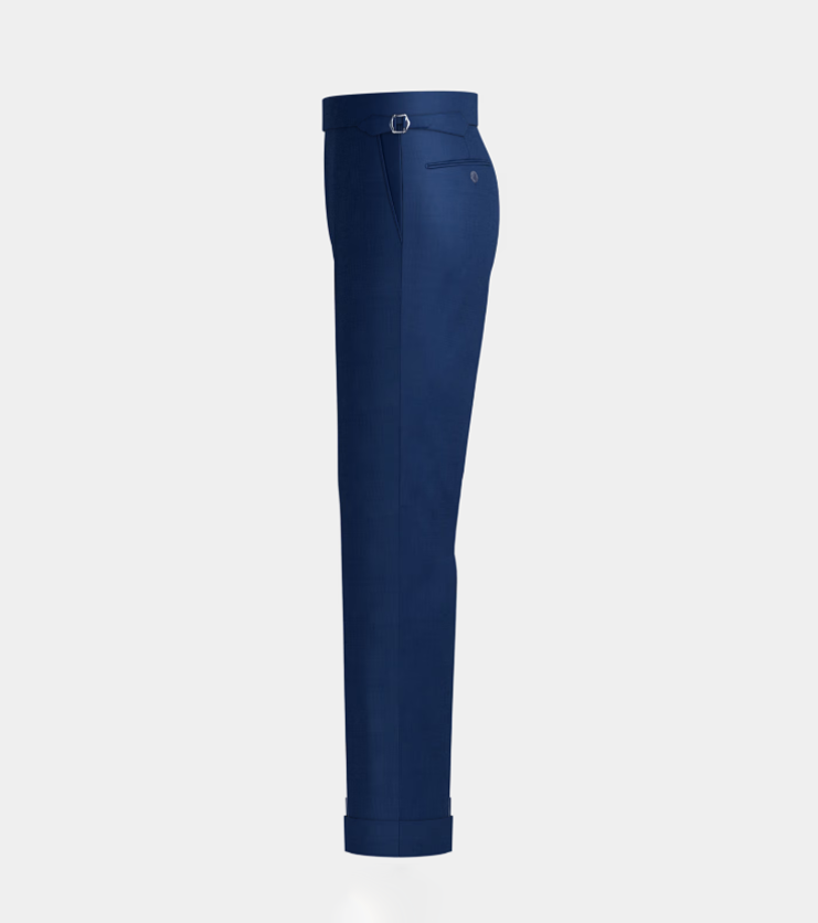 Royal Blue  High Waisted Side Adjuster With Turn Up Pant