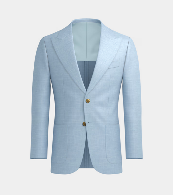 Seria Blue Irish Linen  Peak Lapel  Casual Blazer