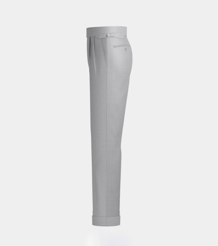 Light Grey Double Pleated Side adjuster With Turn Up