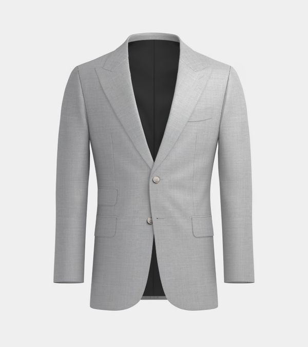 Silver Grey Peak Lapel Two Piece Suit