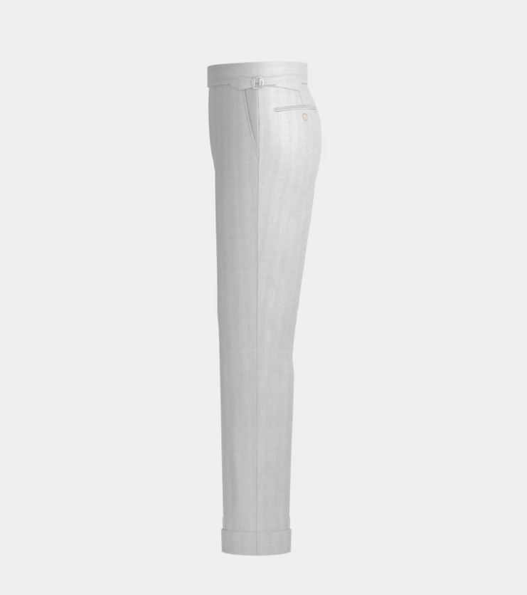 Silver Grey  High Waisted Side Adjuster With Turn Up Pant