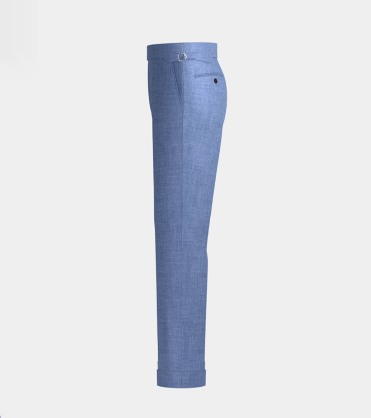 Teel Blue  High Waisted Side Adjuster With Turn Up Pant
