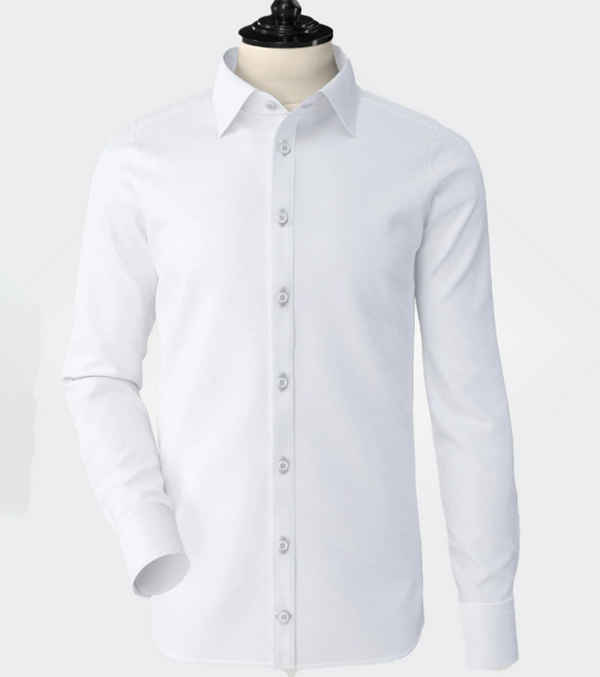 White Classic Spread Collar Shirt