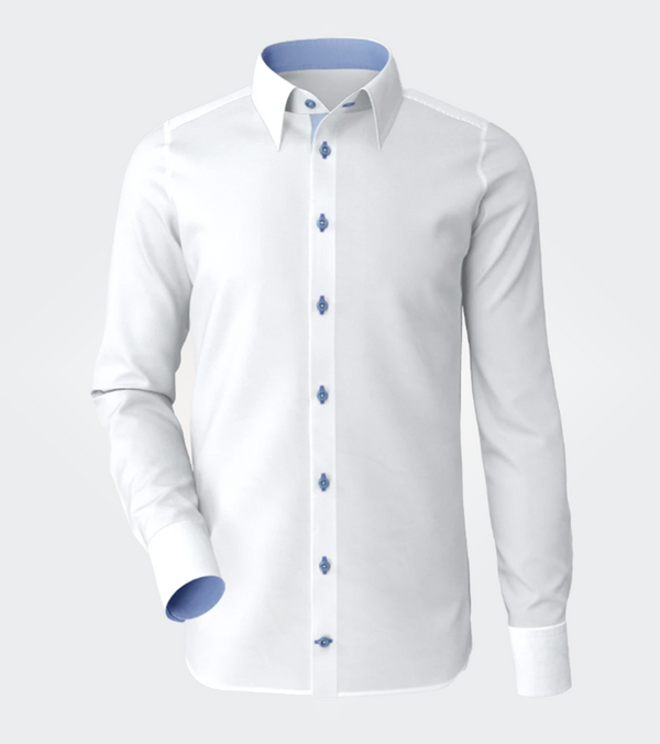 Baby Blue Contrast On White Shirt