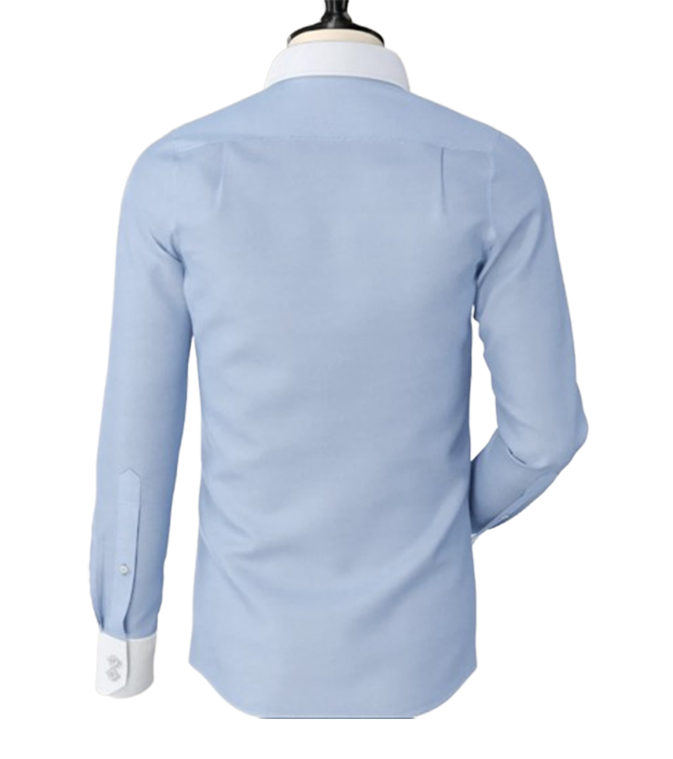 Powder Blue White Collar And Cuff Shirt-MM-01-68