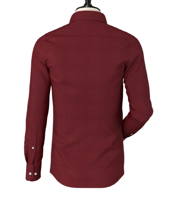 Wine Red Classic Spread Collar Shirt