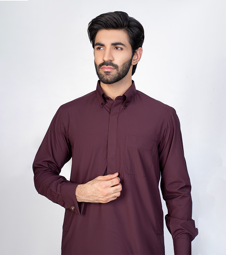 Burgundy Button Down Collar