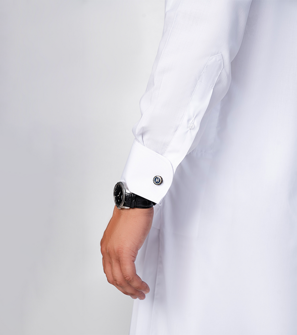 White Button Down Collar kameez shalwar cuffs picture