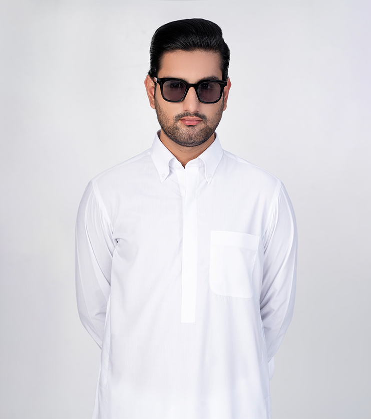 white collar shalwar kameez