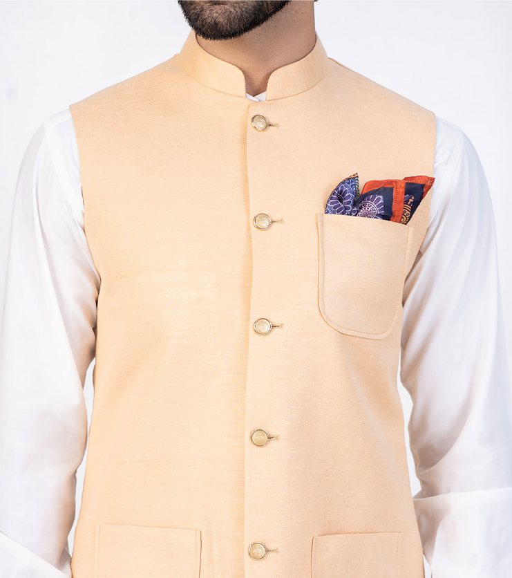 Irish Linen Waistcoats Peach Pink