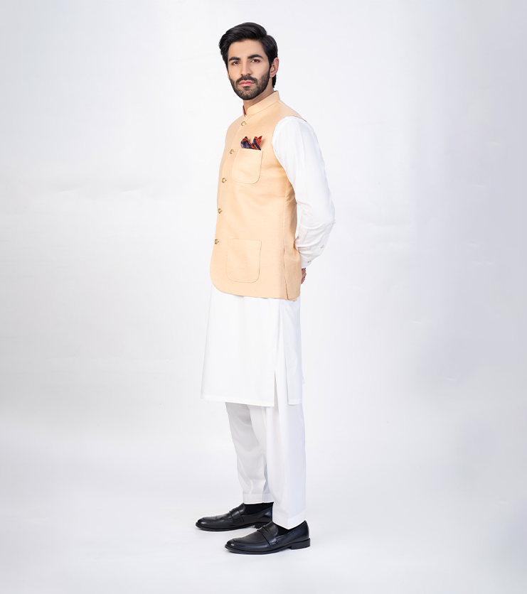 Irish Linen Waistcoats Peach Pink