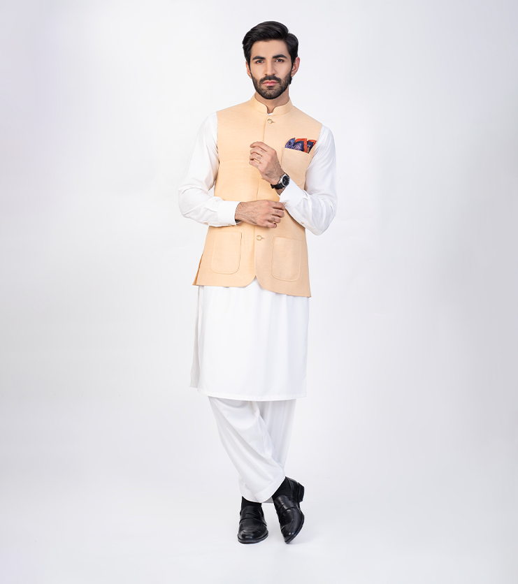 Irish Linen Waistcoats Peach Pink
