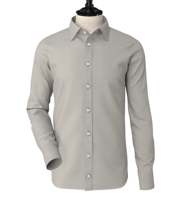 Light Grey Classic Spread  Collar Shirt