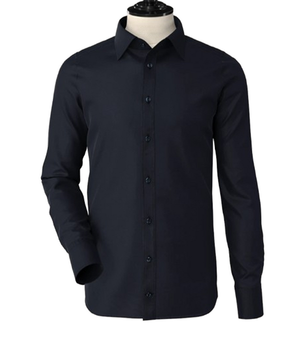Navy Blue Classic Spread  Collar Shirt