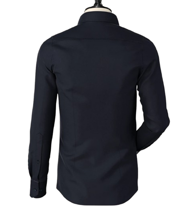 Navy Blue Classic Spread  Collar Shirt